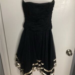 Vintage Black Strapless Fit and Flare Dress for Formal S